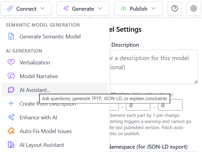 AI Assistant Menu Option